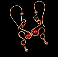 Copper Cleo with coral earrings