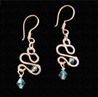 Silver Cleo with blue swarovski earrings