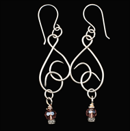 Silver treble clefs with pewter and Czech bead earrings