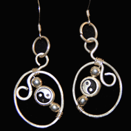 Yin Yang sterling silver earrings