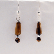 Tiger's eye drops with silver earrings