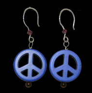 Purple peace sign earrings