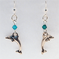 Dolphin and Czech crystal earrings