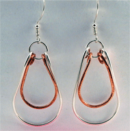 Silver and copper hoop earrings