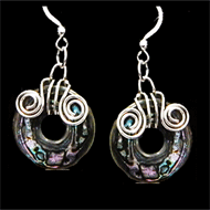 Paua donuts with silver earrings